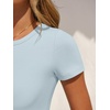image:imageANRABESS Womens Short Sleeve Bodysuit Crew Neck Slim Fit Ribbed Knit Tops Trendy 2026 Outfits Versatile for Daily WearSky Blue