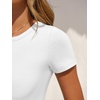image:imageANRABESS Womens Short Sleeve Bodysuit Crew Neck Slim Fit Ribbed Knit Tops Trendy 2026 Outfits Versatile for Daily WearWhite