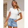 image:imageANRABESS Womens Short Sleeve Bodysuit Crew Neck Slim Fit Ribbed Knit Tops Trendy 2026 Outfits Versatile for Daily WearWhite
