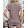 image:imageANRABESS Womens Short Sleeve Henley Shirts V Neck Summer Sweaters 2026 Spring Business Tunic Tops Dressy Casual Work BlousesCool Ash Brown