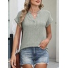 image:imageANRABESS Womens Short Sleeve Henley Shirts V Neck Summer Sweaters 2026 Spring Business Tunic Tops Dressy Casual Work BlousesGreen