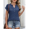 image:imageANRABESS Womens Short Sleeve Henley Shirts V Neck Summer Sweaters 2026 Spring Business Tunic Tops Dressy Casual Work BlousesNavy Blue