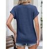 image:imageANRABESS Womens Short Sleeve Henley Shirts V Neck Summer Sweaters 2026 Spring Business Tunic Tops Dressy Casual Work BlousesNavy Blue