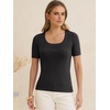 image:imageANRABESS Womens Short Sleeve Sweaters Wool Blend Summer Scoop Neck Casual Business Knit Shirts Slim Fit Work Tops OutfitsBlack