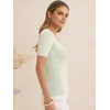image:imageANRABESS Womens Short Sleeve Sweaters Wool Blend Summer Scoop Neck Casual Business Knit Shirts Slim Fit Work Tops OutfitsCream White