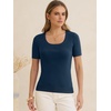 image:imageANRABESS Womens Short Sleeve Sweaters Wool Blend Summer Scoop Neck Casual Business Knit Shirts Slim Fit Work Tops OutfitsDark Teal