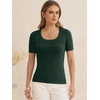 image:imageANRABESS Womens Short Sleeve Sweaters Wool Blend Summer Scoop Neck Casual Business Knit Shirts Slim Fit Work Tops OutfitsDrak Green