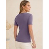 image:imageANRABESS Womens Short Sleeve Sweaters Wool Blend Summer Scoop Neck Casual Business Knit Shirts Slim Fit Work Tops OutfitsGrey Purple