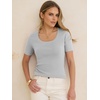 image:imageANRABESS Womens Short Sleeve Sweaters Wool Blend Summer Scoop Neck Casual Business Knit Shirts Slim Fit Work Tops OutfitsLight Grey