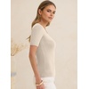 image:imageANRABESS Womens Short Sleeve Sweaters Wool Blend Summer Scoop Neck Casual Business Knit Shirts Slim Fit Work Tops OutfitsParchment