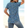 image:imageANRABESS Womens Short Sleeve V Neck Tops Summer Casual TShirts Blouses 2026 Spring Trendy Beach Vacation ClothesBlue White Green Floral