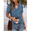 image:imageANRABESS Womens Short Sleeve V Neck Tops Summer Casual TShirts Blouses 2026 Spring Trendy Beach Vacation ClothesBlue White Green Floral