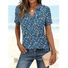 image:imageANRABESS Womens Short Sleeve V Neck Tops Summer Casual TShirts Blouses 2026 Spring Trendy Beach Vacation ClothesBlue White Green Floral