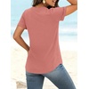 image:imageANRABESS Womens Short Sleeve V Neck Tops Summer Casual TShirts Blouses 2026 Spring Trendy Beach Vacation ClothesCoral
