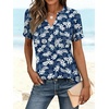 image:imageANRABESS Womens Short Sleeve V Neck Tops Summer Casual TShirts Blouses 2026 Spring Trendy Beach Vacation ClothesDeep Blue White Floral