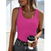image:imageANRABESS Womens Sleeveless Scoop Neck Tank Tops 2026 Summer Casual Basic Slim Fit Ribbed Knit Racerback Workout Cami ShirtsHot Pink