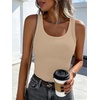 image:imageANRABESS Womens Sleeveless Scoop Neck Tank Tops 2026 Summer Casual Basic Slim Fit Ribbed Knit Racerback Workout Cami ShirtsLight Khaki
