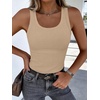 image:imageANRABESS Womens Sleeveless Scoop Neck Tank Tops 2026 Summer Casual Basic Slim Fit Ribbed Knit Racerback Workout Cami ShirtsLight Khaki
