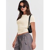 image:imageANRABESS Womens Soft Short Sleeve TShirt Crew Neck Top Slim Fit Basic Tee for Summer Casual Y2k Everyday WearApricot