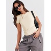 image:imageANRABESS Womens Soft Short Sleeve TShirt Crew Neck Top Slim Fit Basic Tee for Summer Casual Y2k Everyday WearApricot