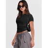 image:imageANRABESS Womens Soft Short Sleeve TShirt Crew Neck Top Slim Fit Basic Tee for Summer Casual Y2k Everyday WearBlack