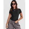 image:imageANRABESS Womens Soft Short Sleeve TShirt Crew Neck Top Slim Fit Basic Tee for Summer Casual Y2k Everyday WearBlack