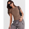 image:imageANRABESS Womens Soft Short Sleeve TShirt Crew Neck Top Slim Fit Basic Tee for Summer Casual Y2k Everyday WearBrown
