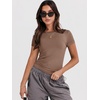 image:imageANRABESS Womens Soft Short Sleeve TShirt Crew Neck Top Slim Fit Basic Tee for Summer Casual Y2k Everyday WearBrown