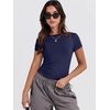 image:imageANRABESS Womens Soft Short Sleeve TShirt Crew Neck Top Slim Fit Basic Tee for Summer Casual Y2k Everyday WearDark Blue
