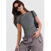 image:imageANRABESS Womens Soft Short Sleeve TShirt Crew Neck Top Slim Fit Basic Tee for Summer Casual Y2k Everyday WearDeep Grey
