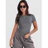 image:imageANRABESS Womens Soft Short Sleeve TShirt Crew Neck Top Slim Fit Basic Tee for Summer Casual Y2k Everyday WearDeep Grey