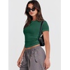 image:imageANRABESS Womens Soft Short Sleeve TShirt Crew Neck Top Slim Fit Basic Tee for Summer Casual Y2k Everyday WearForest