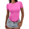 image:imageANRABESS Womens Soft Short Sleeve TShirt Crew Neck Top Slim Fit Basic Tee for Summer Casual Y2k Everyday WearHot Pink