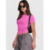 image:imageANRABESS Womens Soft Short Sleeve TShirt Crew Neck Top Slim Fit Basic Tee for Summer Casual Y2k Everyday WearHot Pink