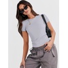 image:imageANRABESS Womens Soft Short Sleeve TShirt Crew Neck Top Slim Fit Basic Tee for Summer Casual Y2k Everyday WearLight Grey