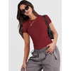 image:imageANRABESS Womens Soft Short Sleeve TShirt Crew Neck Top Slim Fit Basic Tee for Summer Casual Y2k Everyday WearRed