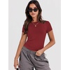 image:imageANRABESS Womens Soft Short Sleeve TShirt Crew Neck Top Slim Fit Basic Tee for Summer Casual Y2k Everyday WearRed