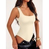 image:imageANRABESS Womens Square Neck Bodysuits Sleeveless Tank Bodysuits Tops Going Out Outfits for Summer Vacation amp Daily WearApricot