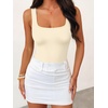 image:imageANRABESS Womens Square Neck Bodysuits Sleeveless Tank Bodysuits Tops Going Out Outfits for Summer Vacation amp Daily WearApricot