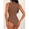 image:imageANRABESS Womens Square Neck Bodysuits Sleeveless Tank Bodysuits Tops Going Out Outfits for Summer Vacation amp Daily WearBrown
