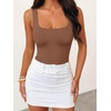 image:imageANRABESS Womens Square Neck Bodysuits Sleeveless Tank Bodysuits Tops Going Out Outfits for Summer Vacation amp Daily WearBrown