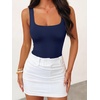 image:imageANRABESS Womens Square Neck Bodysuits Sleeveless Tank Bodysuits Tops Going Out Outfits for Summer Vacation amp Daily WearNavy Blue