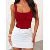 image:imageANRABESS Womens Square Neck Bodysuits Sleeveless Tank Bodysuits Tops Going Out Outfits for Summer Vacation amp Daily WearRed