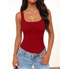 image:imageANRABESS Womens Square Neck Bodysuits Sleeveless Tank Bodysuits Tops Going Out Outfits for Summer Vacation amp Daily WearRed
