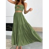 image:imageANRABESS Womens Summer Boho Flowy Swing Tiered ALine Maxi Skirt 2026 Fashion Trendy Elastic Waist Pleated Long Beach DressArmygreen