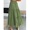 image:imageANRABESS Womens Summer Boho Flowy Swing Tiered ALine Maxi Skirt 2026 Fashion Trendy Elastic Waist Pleated Long Beach DressArmygreen