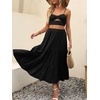 image:imageANRABESS Womens Summer Boho Flowy Swing Tiered ALine Maxi Skirt 2026 Fashion Trendy Elastic Waist Pleated Long Beach DressBlack