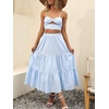 image:imageANRABESS Womens Summer Boho Flowy Swing Tiered ALine Maxi Skirt 2026 Fashion Trendy Elastic Waist Pleated Long Beach DressBlue