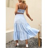 image:imageANRABESS Womens Summer Boho Flowy Swing Tiered ALine Maxi Skirt 2026 Fashion Trendy Elastic Waist Pleated Long Beach DressBlue