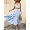 image:imageANRABESS Womens Summer Boho Flowy Swing Tiered ALine Maxi Skirt 2026 Fashion Trendy Elastic Waist Pleated Long Beach DressBlue